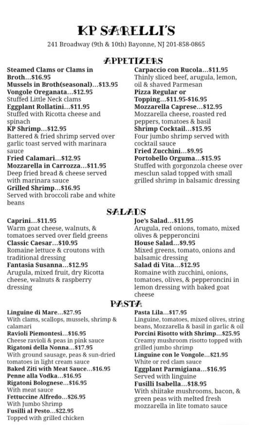 KP Sarelli's Menu image 1